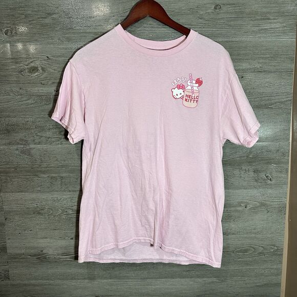 Hello Kitty Sanrio Large Pink Strawberry Milk Valentines Kawaii Japanese T-shirt - Picture 4 of 6